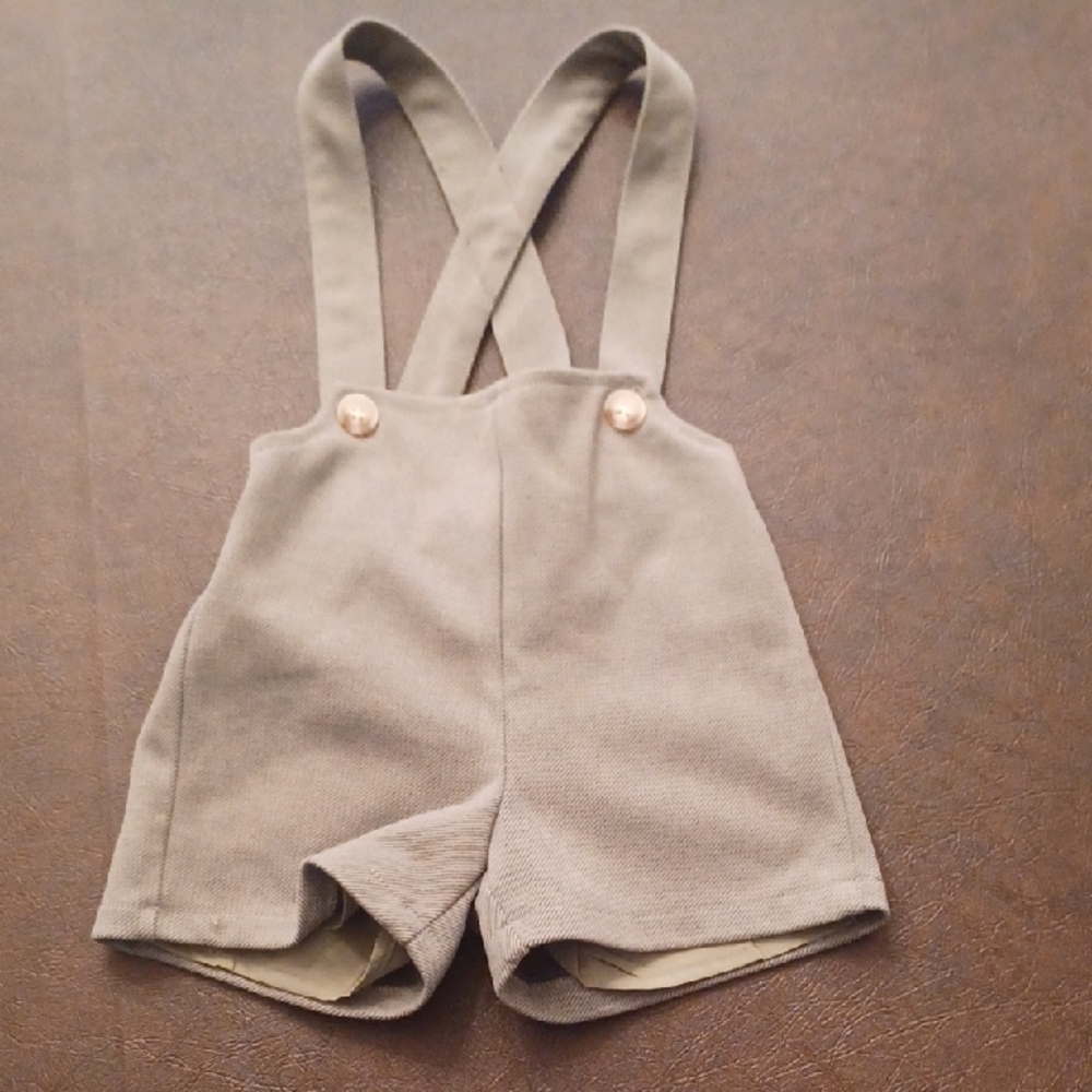 Kids Overall Shorts, Olive Green, Kids Toddler Baby Suspender Shorts